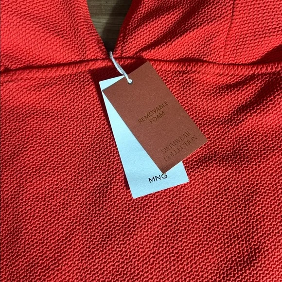 Mango Vneck Rib One Piece Bathing Suit Red Size 2x - Picture 8 of 9